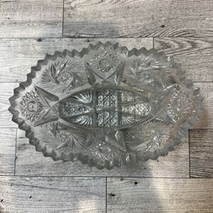 NUCUT Imperial Cut Oblong Glass Bowl Candy But Dish (7x4.75x2.75") Stamped